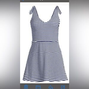 NWT Lands’End Navy and White gingham checkered Swim Dress Size 14